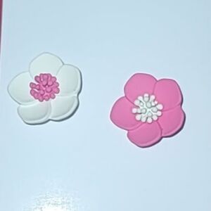 Pink and Cream Flower Earrings